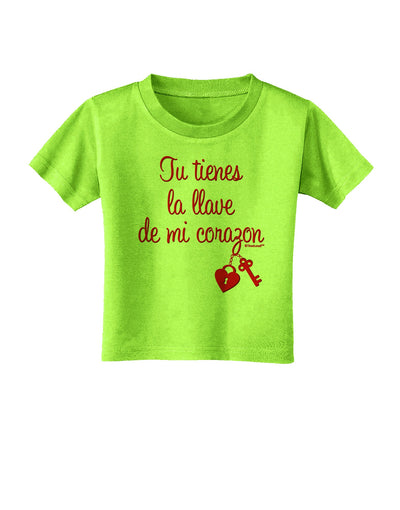 Tu Tienes La Llave De Mi Corazon Toddler T-Shirt by TooLoud-Toddler T-Shirt-TooLoud-Lime-Green-2T-Davson Sales