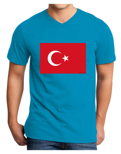 Turkey Flag Adult Dark V-Neck T-Shirt by TooLoud-Mens V-Neck T-Shirt-TooLoud-Turquoise-Small-Davson Sales