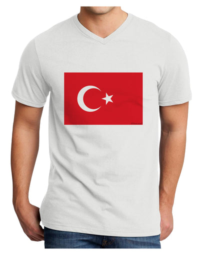 Turkey Flag Adult V-Neck T-shirt by TooLoud-Mens V-Neck T-Shirt-TooLoud-White-Small-Davson Sales