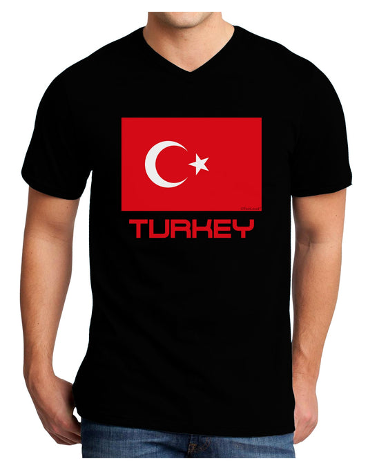 Turkey Flag with Text Adult Dark V-Neck T-Shirt by TooLoud-Mens V-Neck T-Shirt-TooLoud-Black-Small-Davson Sales
