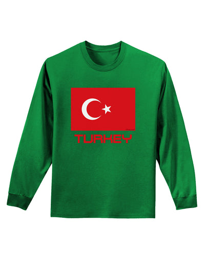 Turkey Flag with Text Adult Long Sleeve Dark T-Shirt by TooLoud-TooLoud-Kelly-Green-Small-Davson Sales