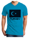 Turkey Flag with Text Adult V-Neck T-shirt by TooLoud-Mens V-Neck T-Shirt-TooLoud-Turquoise-Small-Davson Sales