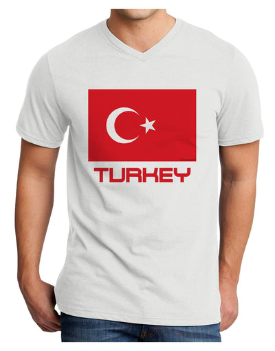 Turkey Flag with Text Adult V-Neck T-shirt by TooLoud-Mens V-Neck T-Shirt-TooLoud-White-Small-Davson Sales