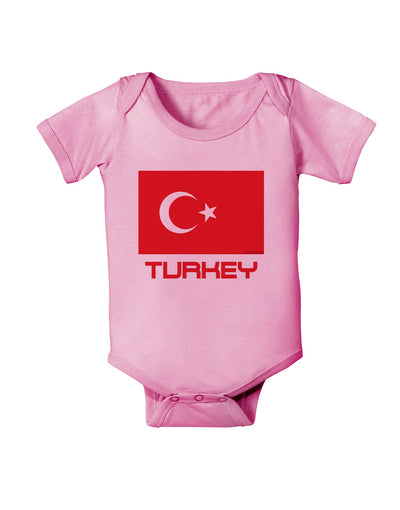 Turkey Flag with Text Baby Romper Bodysuit by TooLoud-Baby Romper-TooLoud-Pink-06-Months-Davson Sales