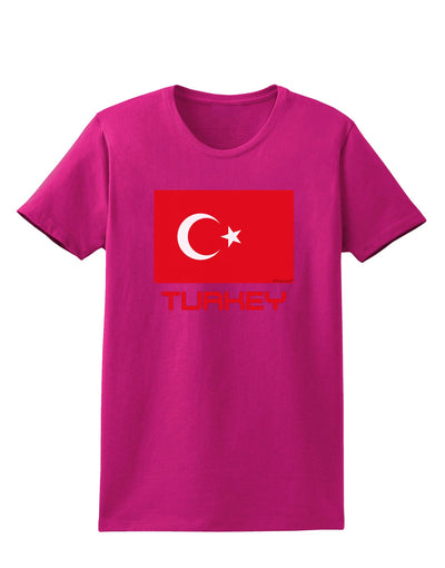 Turkey Flag with Text Womens Dark T-Shirt by TooLoud-Womens T-Shirt-TooLoud-Hot-Pink-Small-Davson Sales