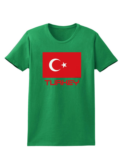 Turkey Flag with Text Womens Dark T-Shirt by TooLoud-Womens T-Shirt-TooLoud-Kelly-Green-X-Small-Davson Sales