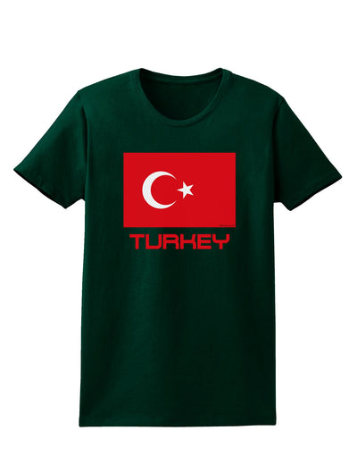 Turkey Flag with Text Womens Dark T-Shirt by TooLoud-Womens T-Shirt-TooLoud-Forest-Green-Small-Davson Sales