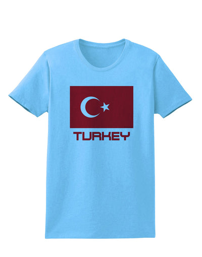 Turkey Flag with Text Womens T-Shirt by TooLoud-Womens T-Shirt-TooLoud-Aquatic-Blue-X-Small-Davson Sales