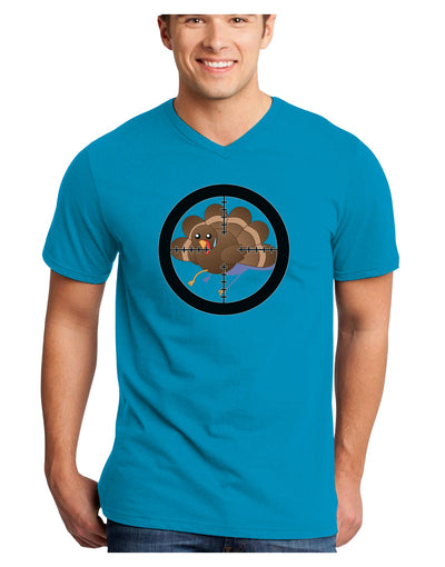 Turkey Trouble - Thanksgiving Funny Adult Dark V-Neck T-Shirt-Mens V-Neck T-Shirt-TooLoud-Turquoise-Small-Davson Sales