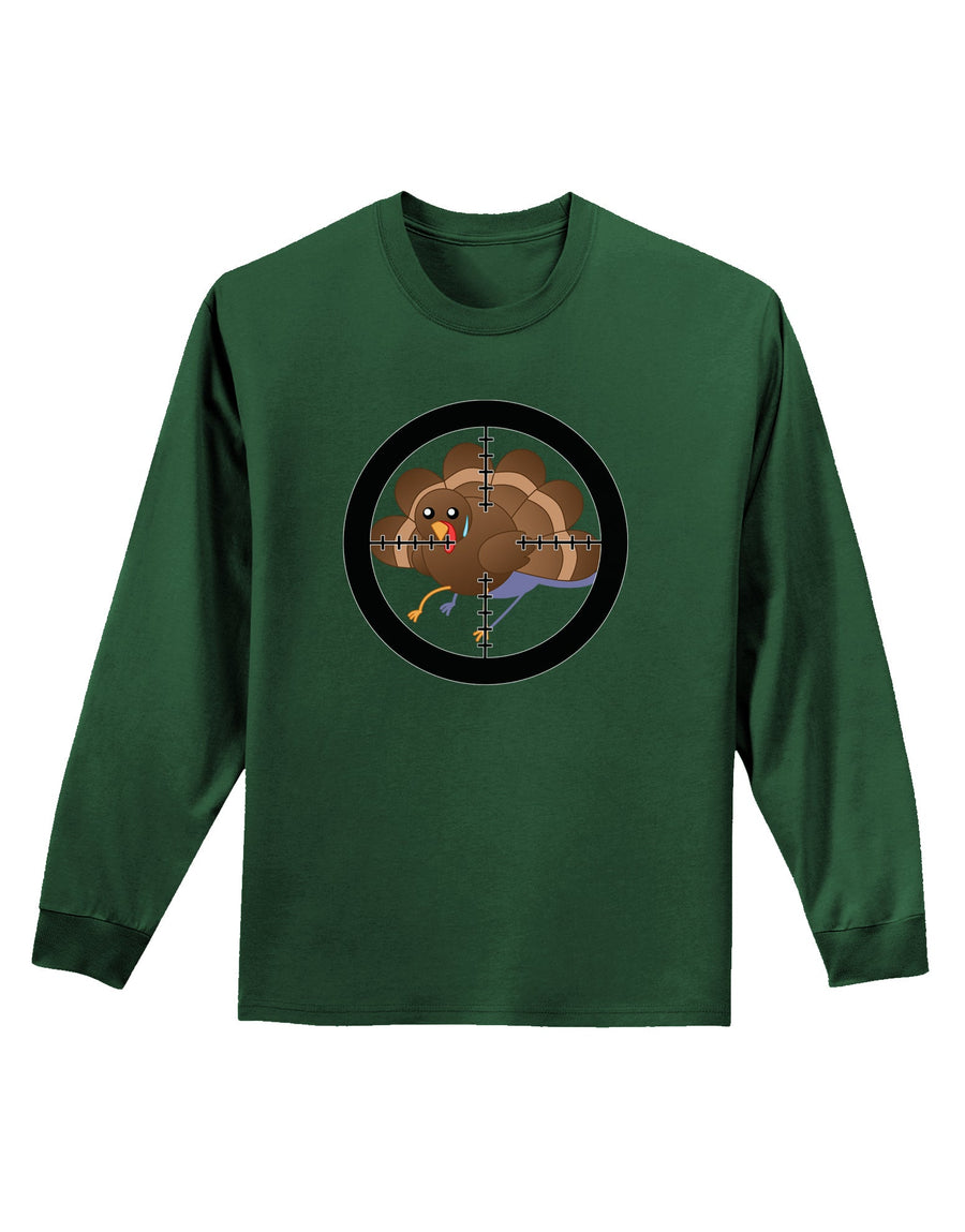 Turkey Trouble - Thanksgiving Funny Adult Long Sleeve Dark T-Shirt-TooLoud-Kelly-Green-Small-Davson Sales