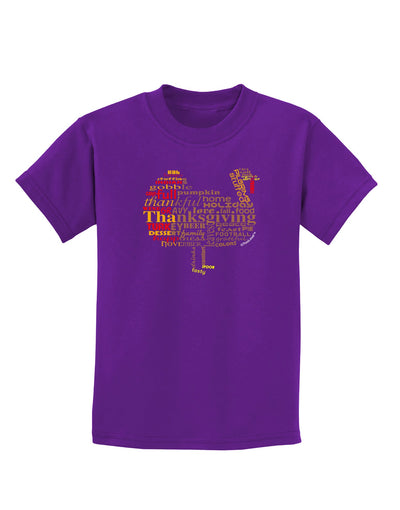 Turkey Typography Childrens Dark T-Shirt-Childrens T-Shirt-TooLoud-Purple-X-Small-Davson Sales