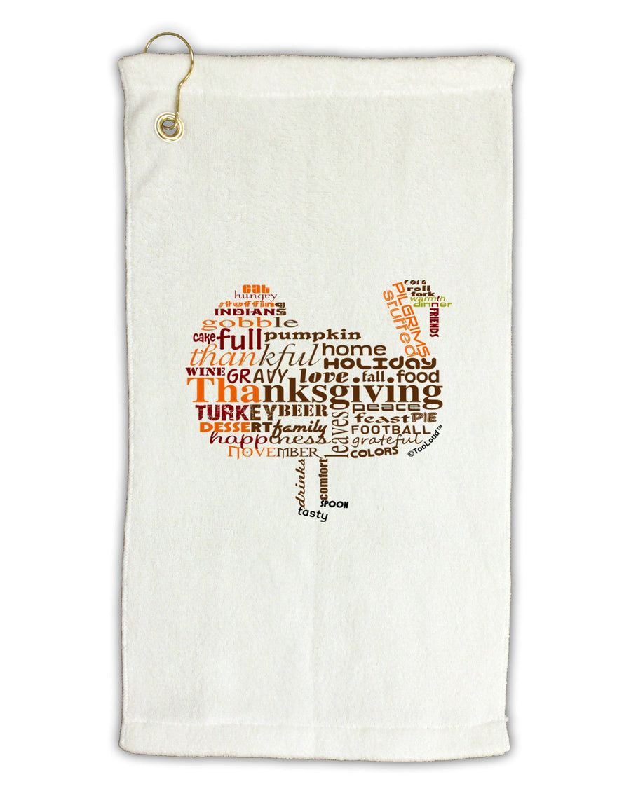 Turkey Typography Micro Terry Gromet Golf Towel 16 x 25 inch-Golf Towel-TooLoud-White-Davson Sales