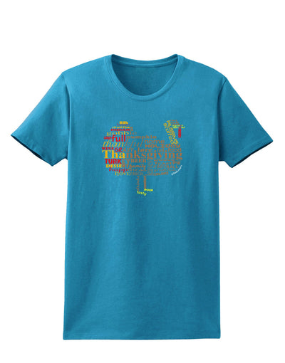 Turkey Typography Womens Dark T-Shirt-TooLoud-Turquoise-X-Small-Davson Sales