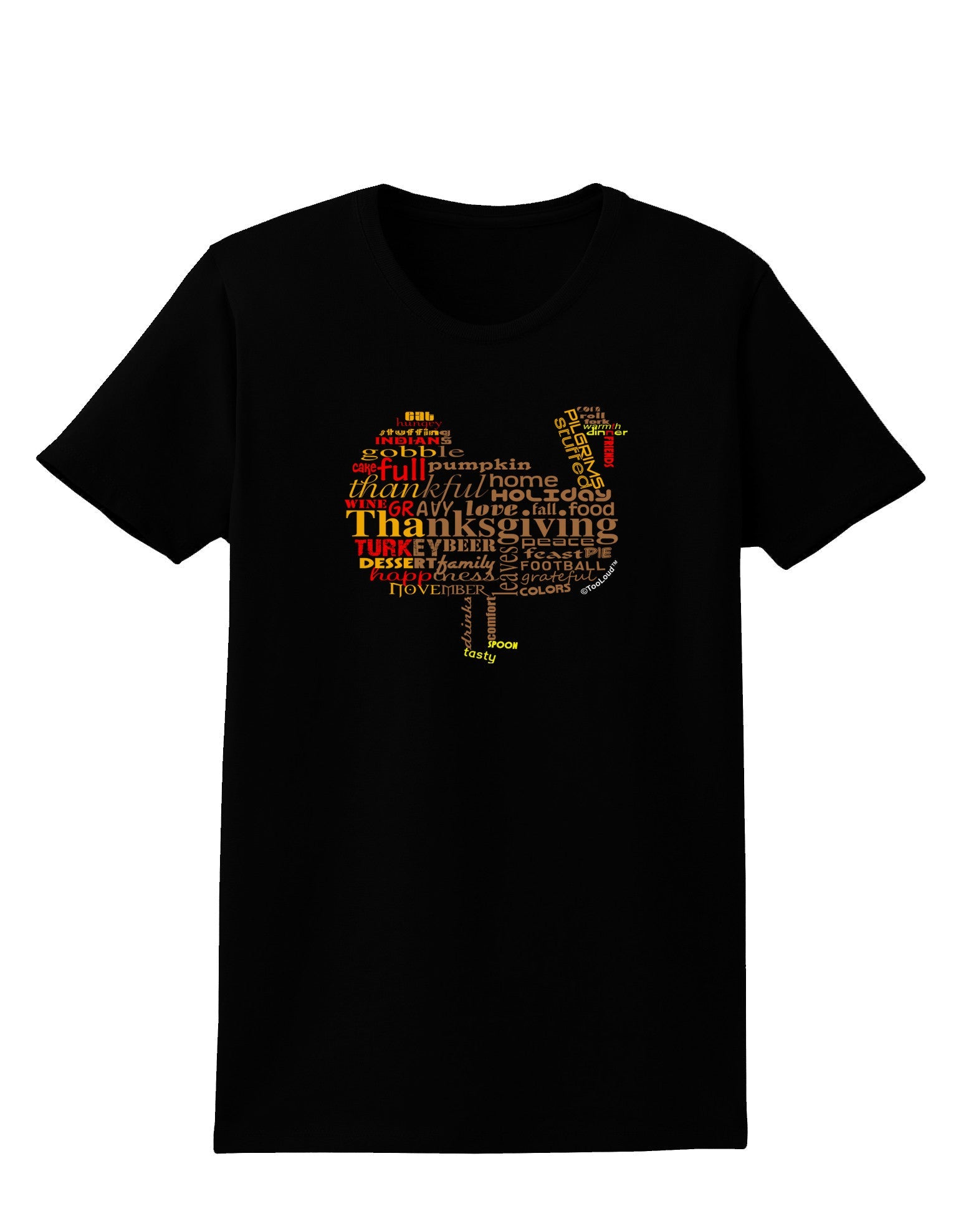 Turkey Typography Womens Dark T-Shirt-TooLoud-Black-X-Small-Davson Sales