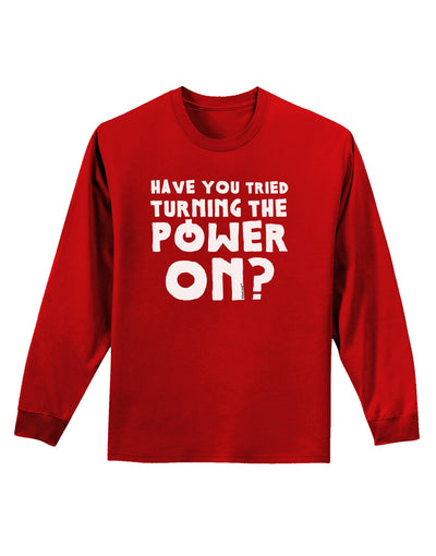 Turning the Power On Adult Long Sleeve Dark T-Shirt-TooLoud-Red-Small-Davson Sales