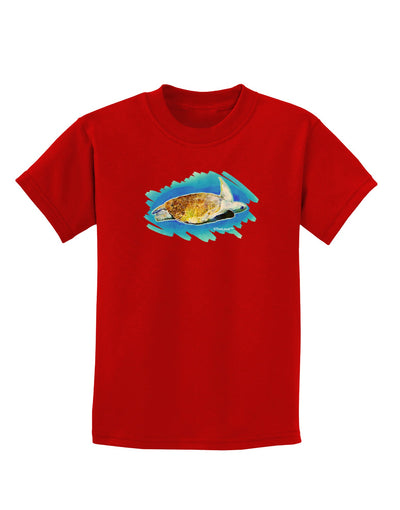 Turtle Watercolor Childrens Dark T-Shirt-Childrens T-Shirt-TooLoud-Red-X-Small-Davson Sales