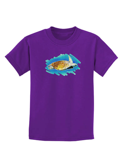 Turtle Watercolor Childrens Dark T-Shirt-Childrens T-Shirt-TooLoud-Purple-X-Small-Davson Sales