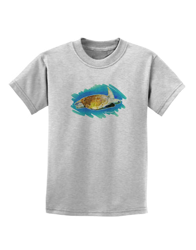 Turtle Watercolor Childrens T-Shirt-Childrens T-Shirt-TooLoud-AshGray-X-Small-Davson Sales