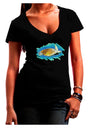 Turtle Watercolor Juniors V-Neck Dark T-Shirt-Womens V-Neck T-Shirts-TooLoud-Black-Juniors Fitted Small-Davson Sales