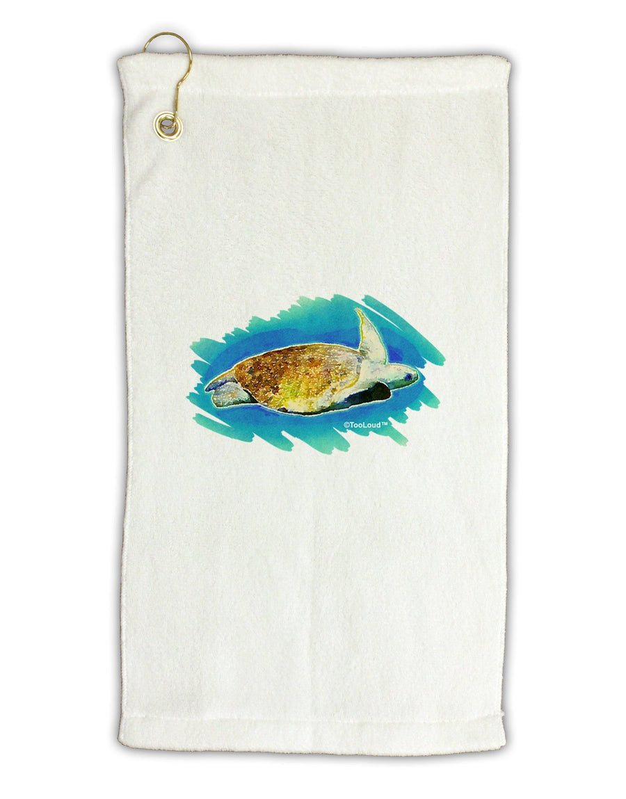 Turtle Watercolor Micro Terry Gromet Golf Towel 11&#x22;x19-Golf Towel-TooLoud-White-Davson Sales