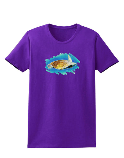 Turtle Watercolor Womens Dark T-Shirt-TooLoud-Purple-X-Small-Davson Sales