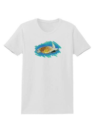 Turtle Watercolor Womens T-Shirt-Womens T-Shirt-TooLoud-White-X-Small-Davson Sales