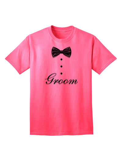 Tuxedo Collection - Sophisticated Groom Adult T-Shirt-Mens T-shirts-TooLoud-Neon-Pink-Small-Davson Sales