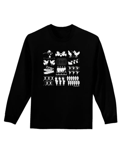 Twelve Days of Christmas Adult Long Sleeve Dark T-Shirt-TooLoud-Black-Small-Davson Sales