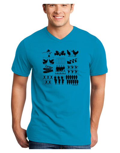 Twelve Days of Christmas Adult V-Neck T-shirt-Mens V-Neck T-Shirt-TooLoud-Turquoise-Small-Davson Sales