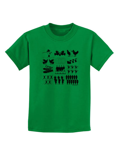 Twelve Days of Christmas Childrens T-Shirt-Childrens T-Shirt-TooLoud-Kelly-Green-X-Small-Davson Sales