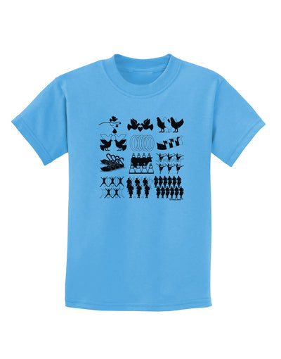 Twelve Days of Christmas Childrens T-Shirt-Childrens T-Shirt-TooLoud-Aquatic-Blue-X-Small-Davson Sales