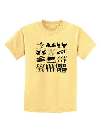 Twelve Days of Christmas Childrens T-Shirt-Childrens T-Shirt-TooLoud-Daffodil-Yellow-X-Small-Davson Sales