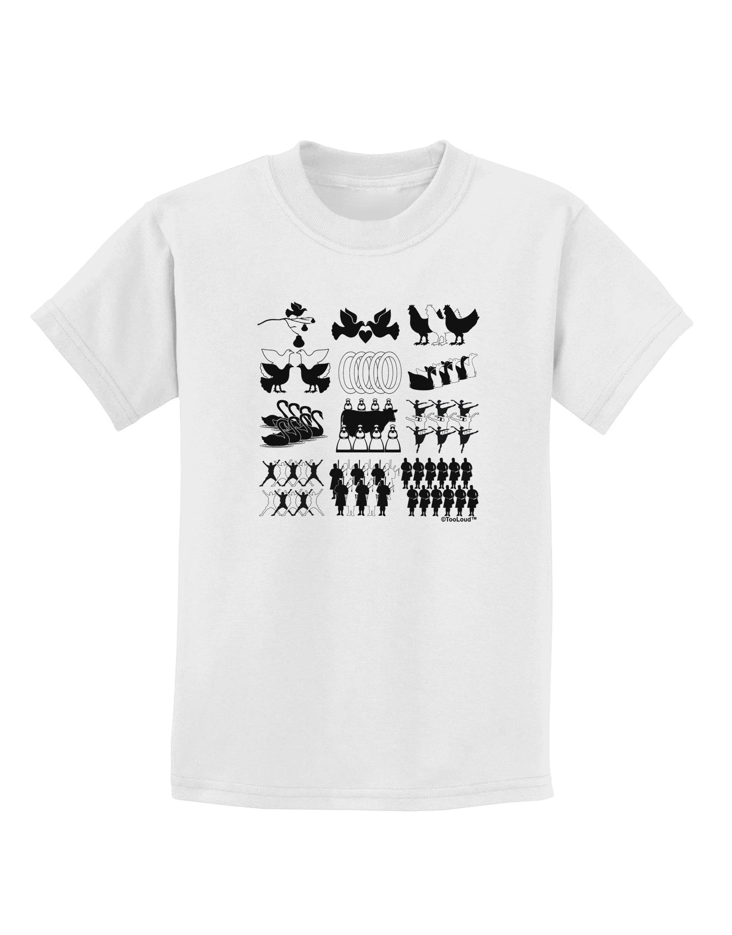 Twelve Days of Christmas Childrens T-Shirt-Childrens T-Shirt-TooLoud-White-X-Small-Davson Sales