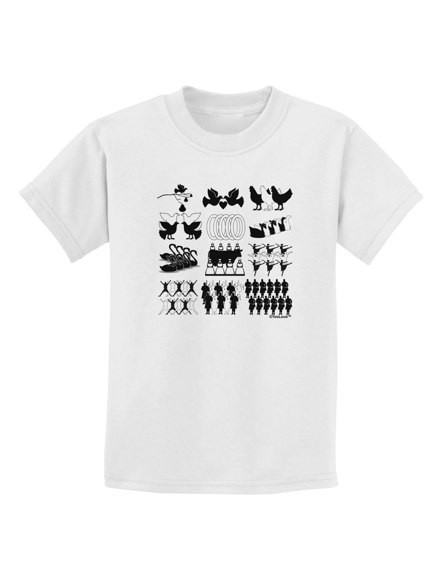Twelve Days of Christmas Childrens T-Shirt-Childrens T-Shirt-TooLoud-White-X-Small-Davson Sales