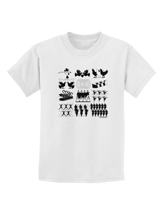 Twelve Days of Christmas Childrens T-Shirt-Childrens T-Shirt-TooLoud-White-X-Small-Davson Sales