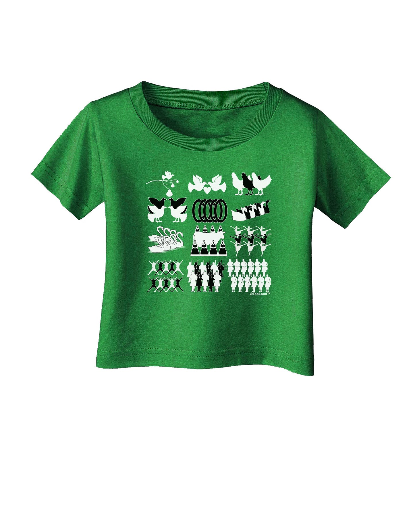 Twelve Days of Christmas Infant T-Shirt Dark-Infant T-Shirt-TooLoud-Clover-Green-06-Months-Davson Sales