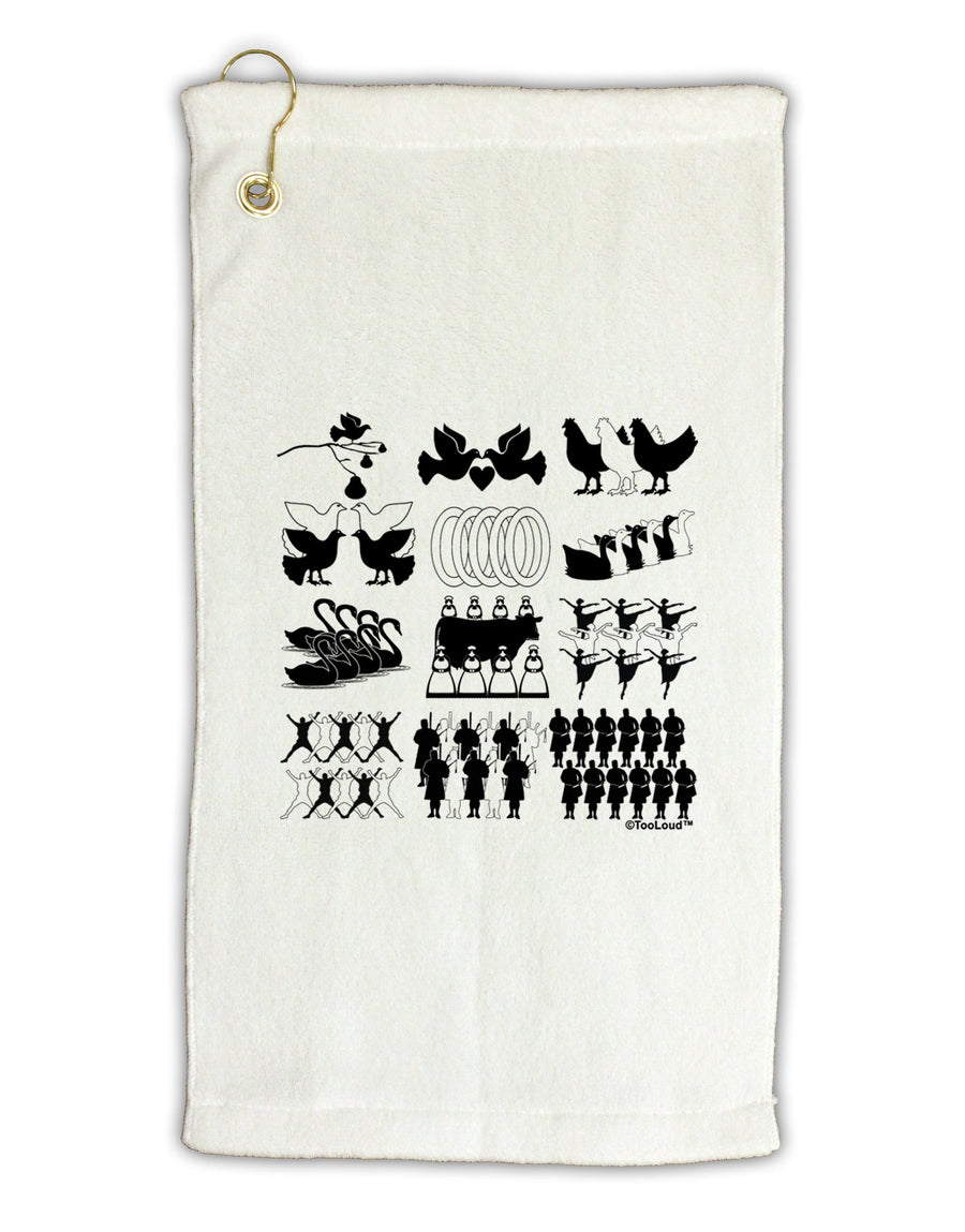 Twelve Days of Christmas Micro Terry Gromet Golf Towel 11&#x22;x19-Golf Towel-TooLoud-White-Davson Sales