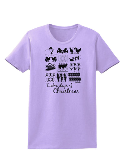 Twelve Days of Christmas Text Womens T-Shirt-Womens T-Shirt-TooLoud-Lavender-X-Small-Davson Sales