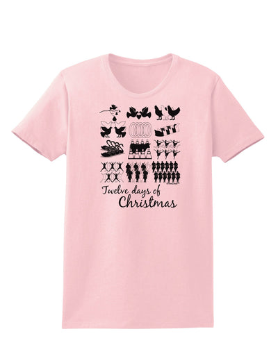 Twelve Days of Christmas Text Womens T-Shirt-Womens T-Shirt-TooLoud-PalePink-X-Small-Davson Sales