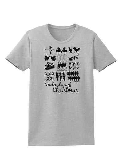 Twelve Days of Christmas Text Womens T-Shirt-Womens T-Shirt-TooLoud-AshGray-X-Small-Davson Sales