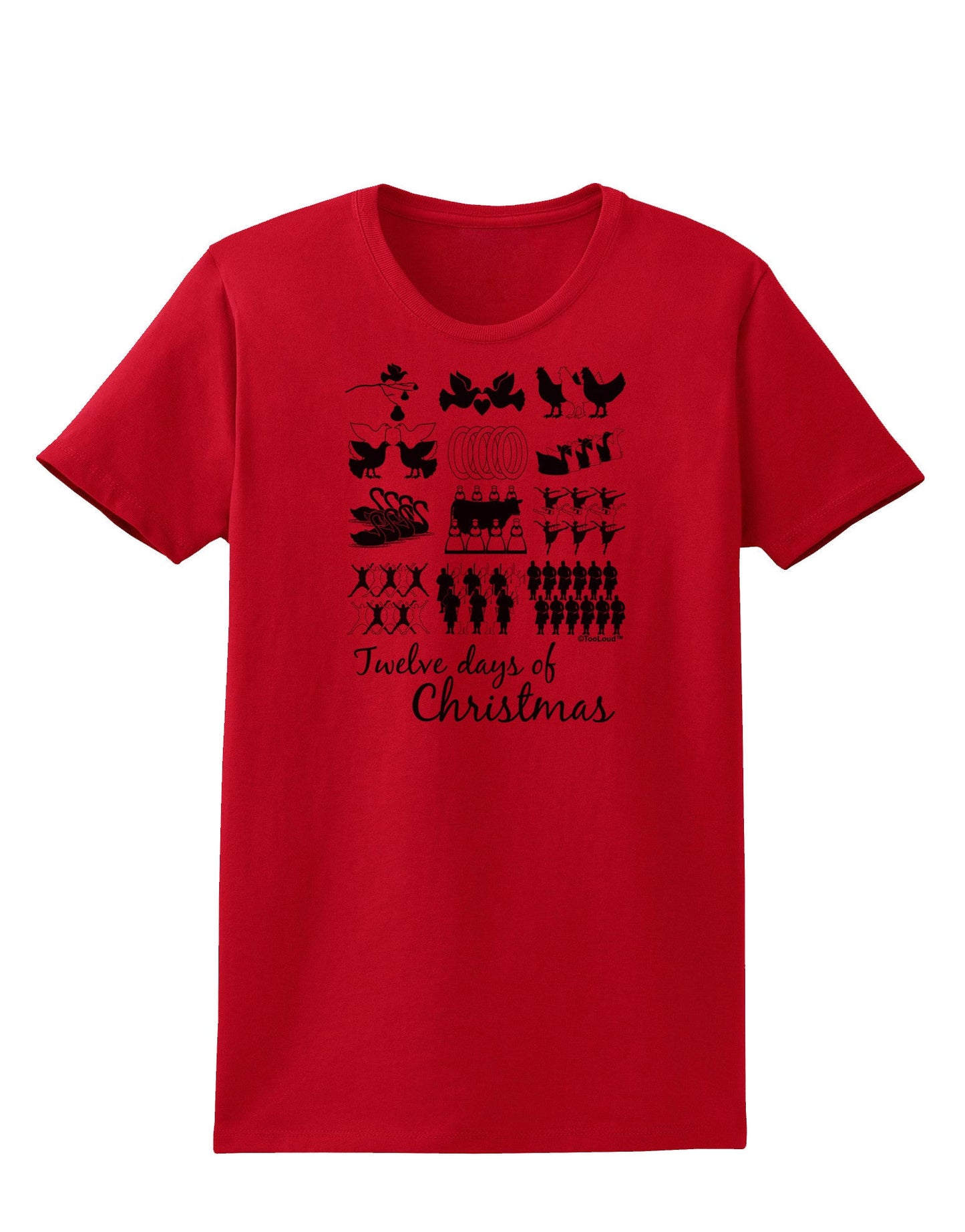 Twelve Days of Christmas Text Womens T-Shirt-Womens T-Shirt-TooLoud-Red-X-Small-Davson Sales