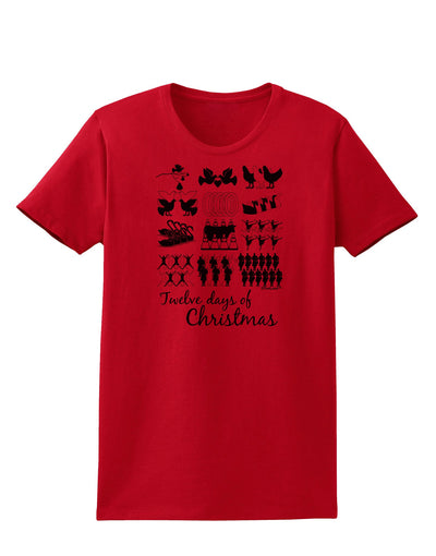 Twelve Days of Christmas Text Womens T-Shirt-Womens T-Shirt-TooLoud-Red-X-Small-Davson Sales