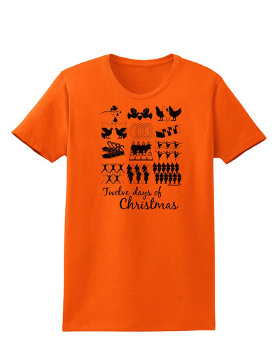 Twelve Days of Christmas Text Womens T-Shirt-Womens T-Shirt-TooLoud-Orange-X-Small-Davson Sales