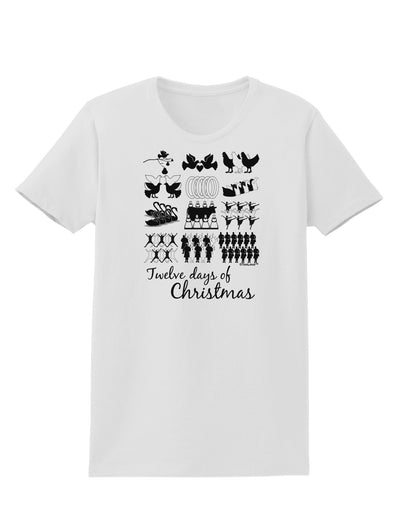 Twelve Days of Christmas Text Womens T-Shirt-Womens T-Shirt-TooLoud-White-X-Small-Davson Sales