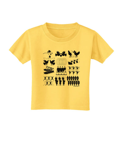 Twelve Days of Christmas Toddler T-Shirt-Toddler T-Shirt-TooLoud-Yellow-2T-Davson Sales