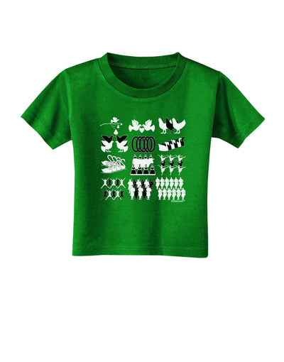 Twelve Days of Christmas Toddler T-Shirt Dark-Toddler T-Shirt-TooLoud-Clover-Green-2T-Davson Sales