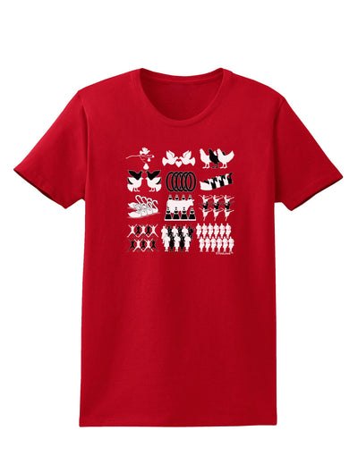 Twelve Days of Christmas Womens Dark T-Shirt-TooLoud-Red-X-Small-Davson Sales