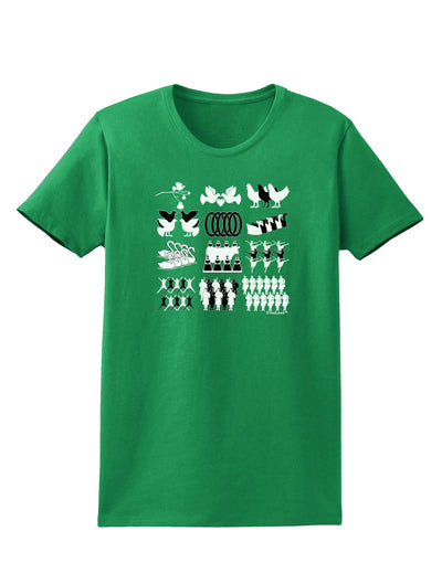 Twelve Days of Christmas Womens Dark T-Shirt-TooLoud-Kelly-Green-X-Small-Davson Sales