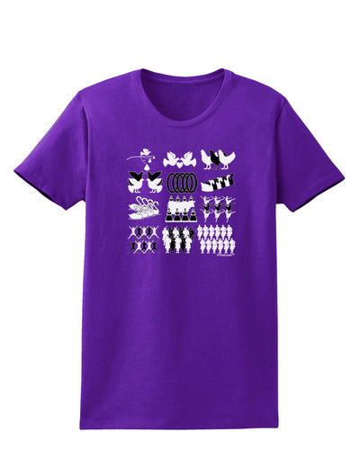 Twelve Days of Christmas Womens Dark T-Shirt-TooLoud-Purple-X-Small-Davson Sales