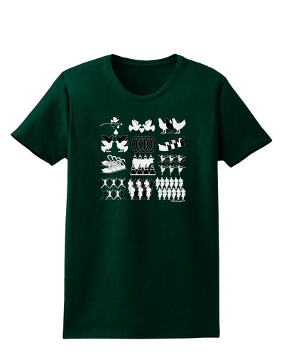Twelve Days of Christmas Womens Dark T-Shirt-TooLoud-Forest-Green-Small-Davson Sales